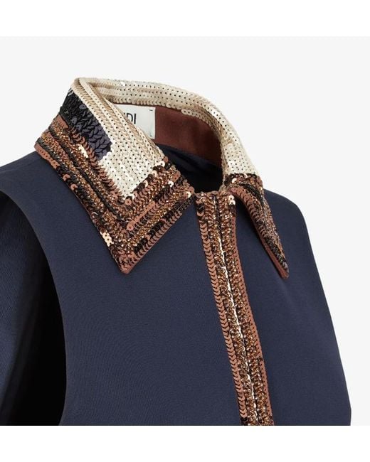 Fendi Blue Sequin Embellished Sleeveless Mini Dress