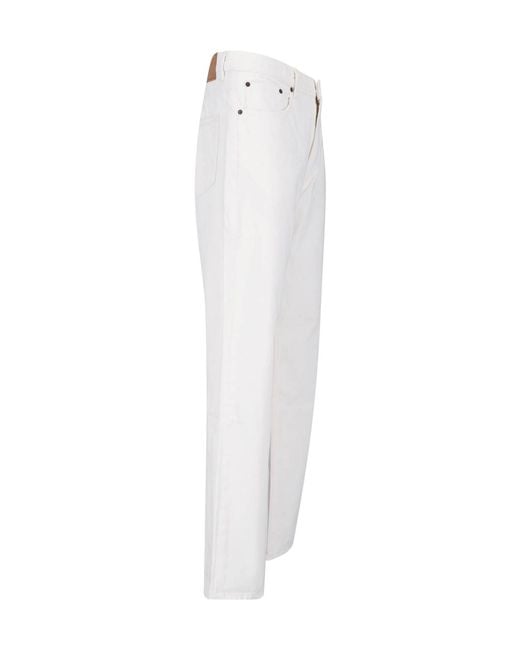 Jeanerica White Casual Trousers With Belt Loops for men