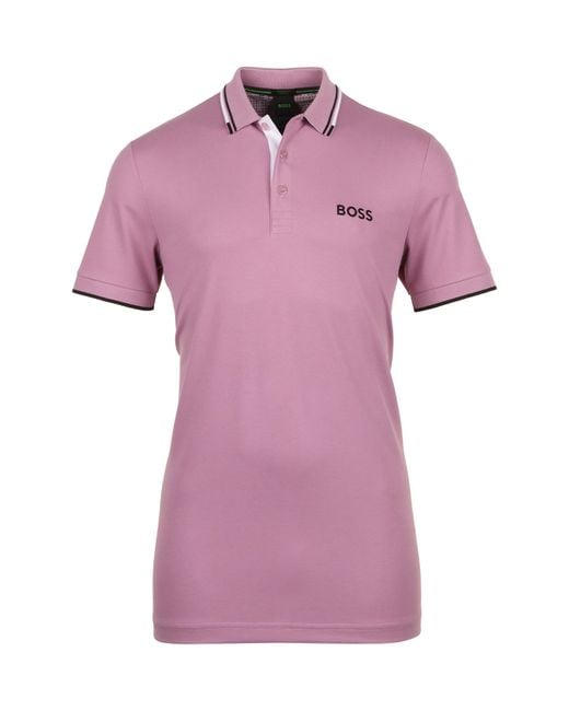 Boss Pink Short-Sleeved Polo Shirt for men