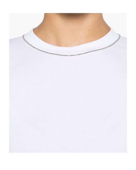 Brunello Cucinelli White Monili-Chain Cotton Jumper