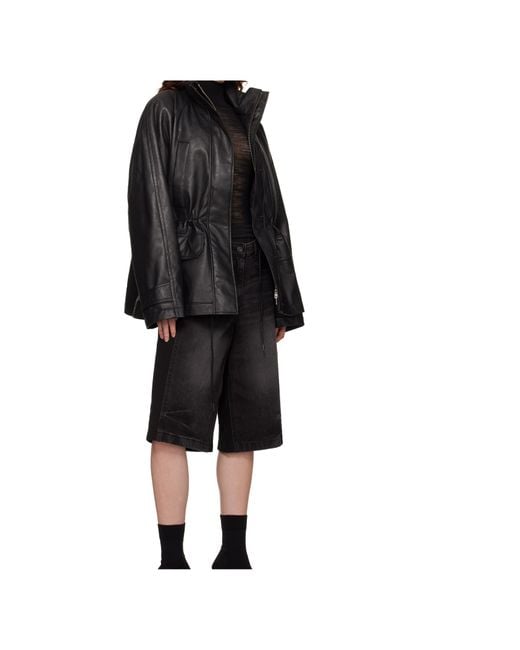 Juun.J Black Faux-Leather Jacket