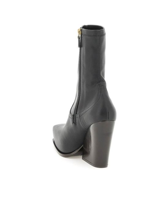 Stella McCartney Black Side Zipped Cowboy Stretch Ankle Boots