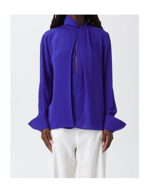 Tom Ford Blue Long Sleeved Satin Blouse