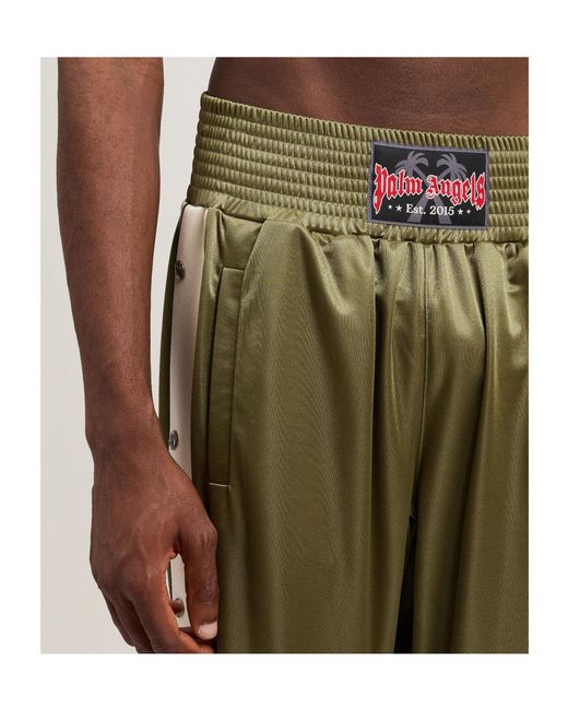 Palm Angels Green Boxe Button Track Trousers for men