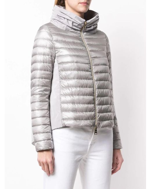 Herno Gray Ladybug Zip-Up Padded Jacket