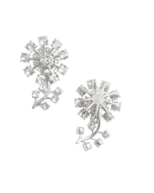 Self-Portrait White Flower Crystal Earrings