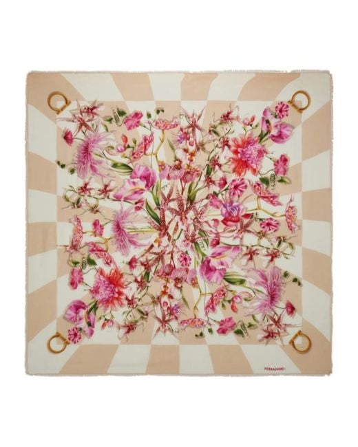 Ferragamo Pink Gaia Print Shawl