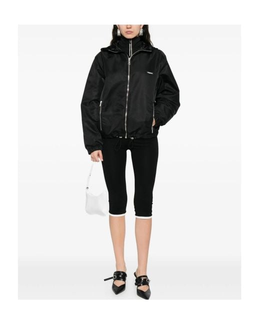 Coperni Black Hooded Drawstring Hem Zip-Front Jacket
