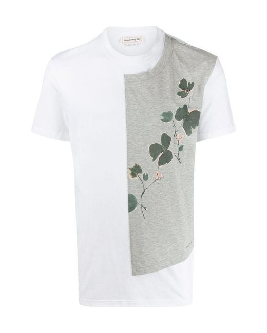 McQueen White Item O-Neck Short-Sleeved T-Shirt for men