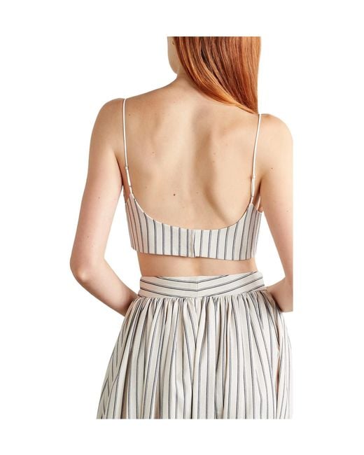 Adam Lippes White Striped Cotton-Twill Bralette