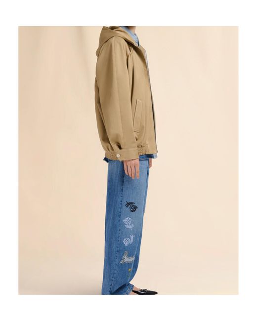 Marni Natural Logo Embroidered Zip-Up Jacket