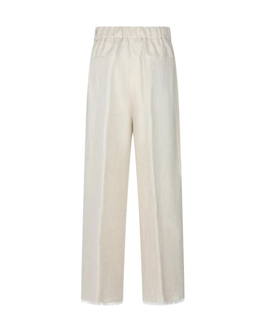 Antonelli White Frayed Hem Wide-Leg Pants