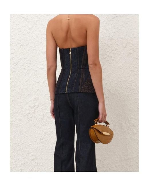 Zimmermann Black Corded Denim Corset