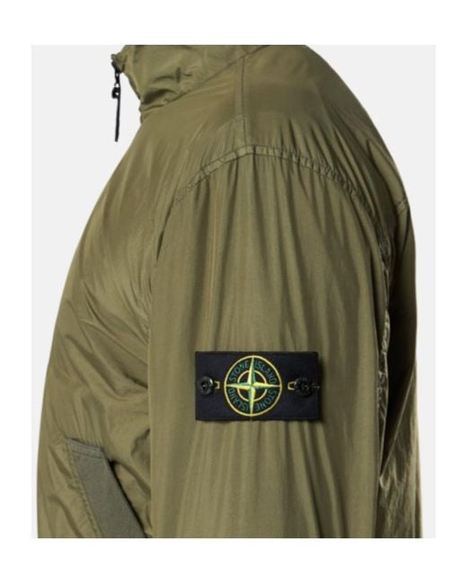 Stone Island Green Wool And Nylon Bomber Jacket for men