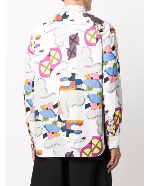 Comme des Garçons White Cartoon-Print Long-Sleeved Shirt for men