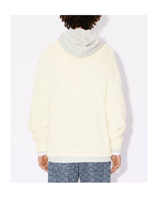 KENZO White Lucky Tiger Knitted Jumper for men