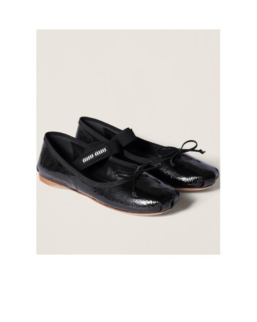 Miu Miu Black Naplak Leather Ballerinas