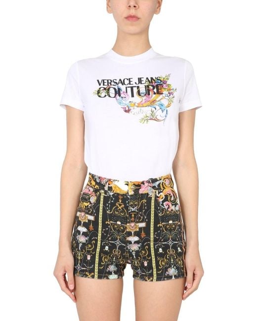 Versace Jeans White Logo Graphic Print Cotton T-Shirt