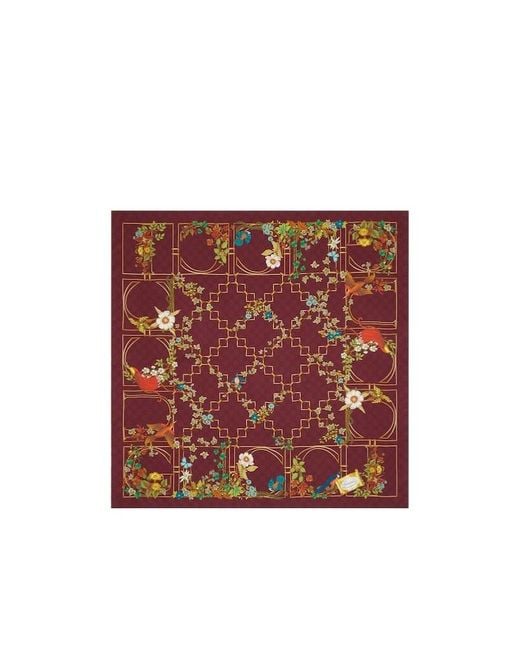 Gucci Red Floral Print Scarf