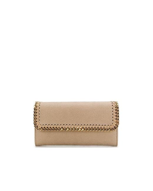 Stella McCartney Natural Falabella Chain-Link Trim Wallet
