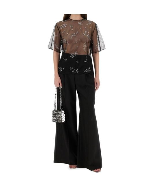Rabanne Black Crystal-Embellished Sheer Top