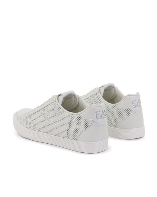 EA7 White Logo Round-Head Casual Sneakers for men
