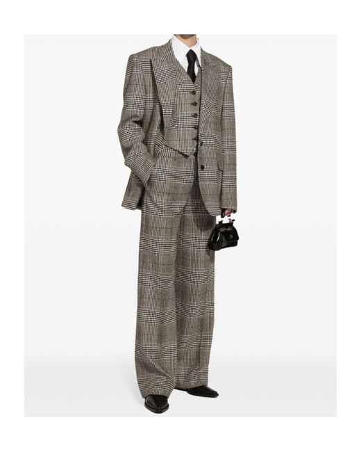 Dolce & Gabbana Gray Plaid Flared Pants