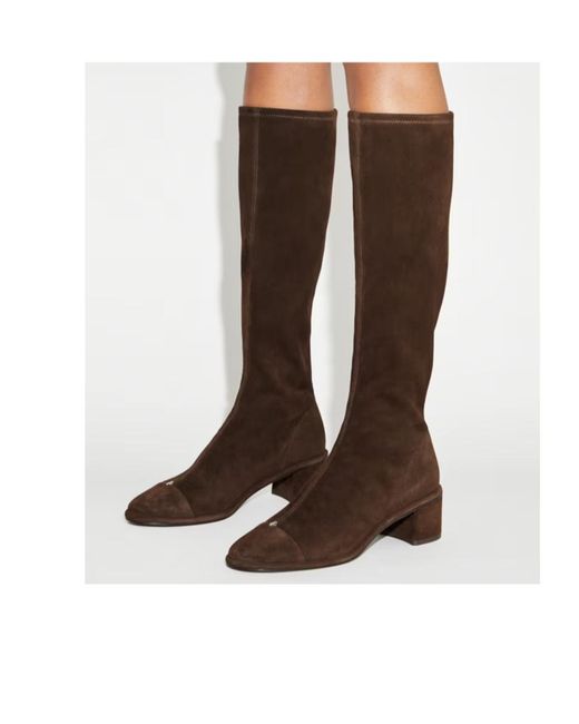 Tory Burch Brown Cap-Toe Knee-High Boots