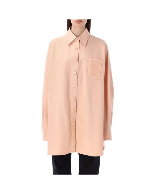 Raf Simons Pink Logo-Patch Oversized Shirt