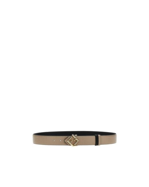 Fendi White Ff Plaque Reversible Buckle Belt
