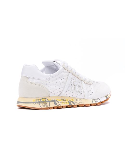 Premiata White Logo Sports Shoes