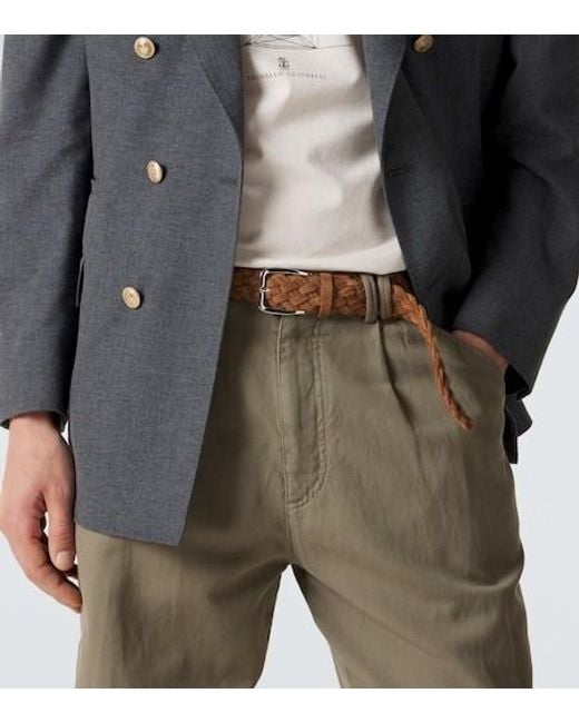 Brunello Cucinelli Brown Braided Suede Belt for men