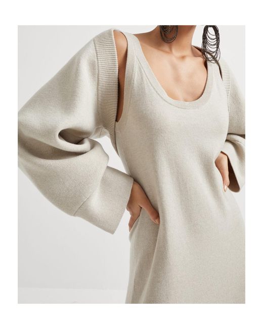 Brunello Cucinelli White Cashmere-Blend Cropped Cardigan