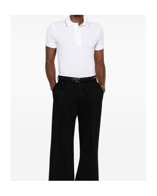 Tom Ford White Tipping-Detail Short-Sleeve Polo Shirt for men