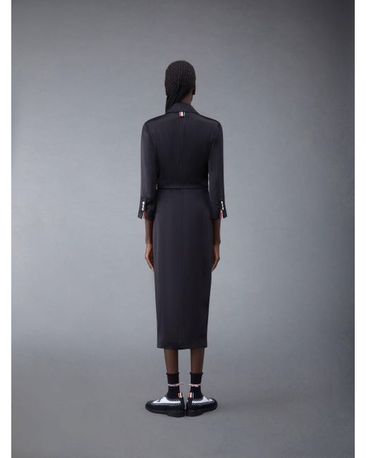 Thom Browne Blue Hogan Satin Midi Shirt Dress