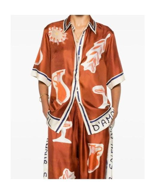 ALÉMAIS Orange Soleil Damour Graphic-Print Shirt