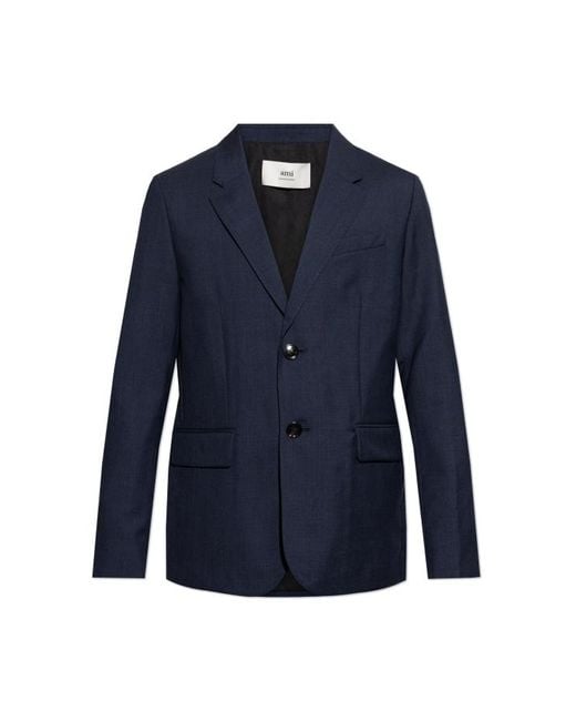 AMI Blue Wool Blazer for men