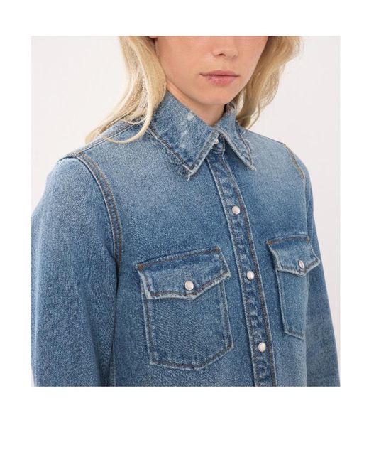 Chloé Blue Chloé Frayed Edge Denim Shirt