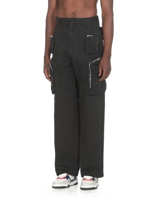 DSquared² Black Fisherman Straight-Leg Cargo Pants for men