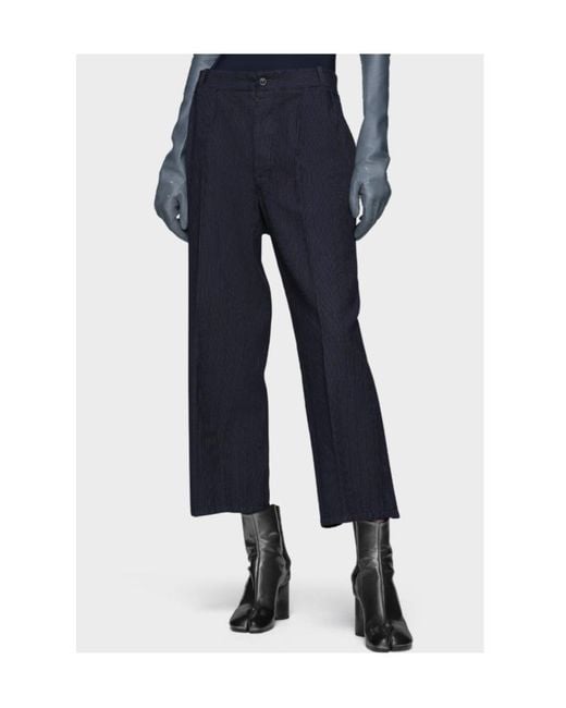 Maison Margiela Blue Pinstripe Wool Trousers