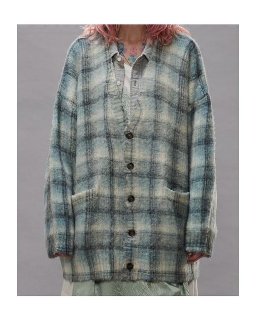 R13 Gray Printed Oversized Cardigan for men
