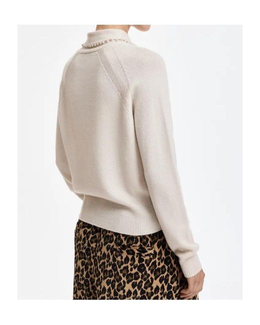 Essentiel Antwerp White Pearl-Accented Bow-Collar Sweater