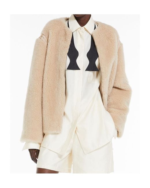 Max Mara Natural Zip-Up Crewneck Jacket
