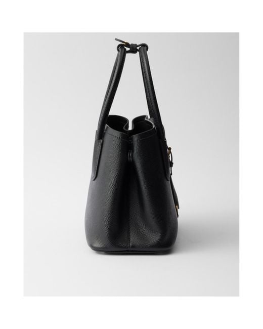 Prada Black Logo Plaque Top Handle Bag