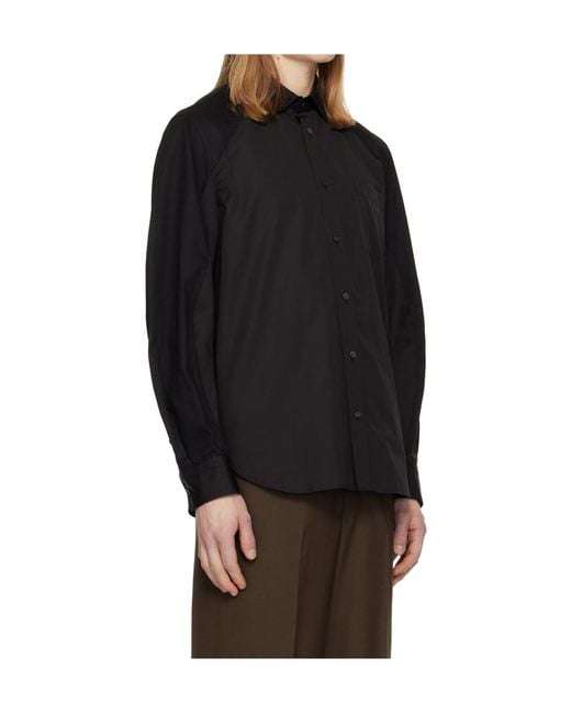 Sacai Black Long-Sleeved Collared Shirt for men