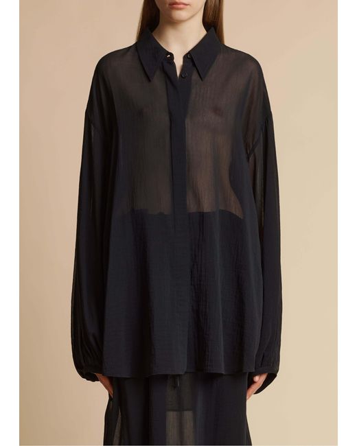 Khaite Black Long-Sleeved Sheer Top