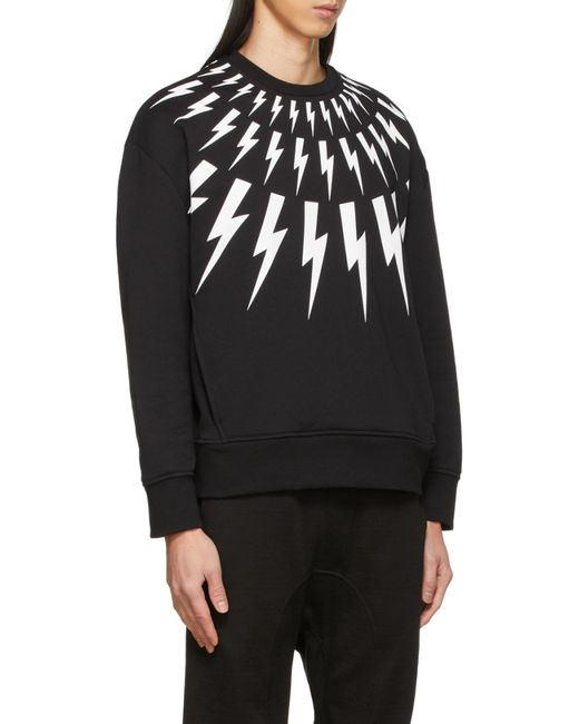 Neil Barrett Black Thunderbolt Pattern Print Sweatshirt for men