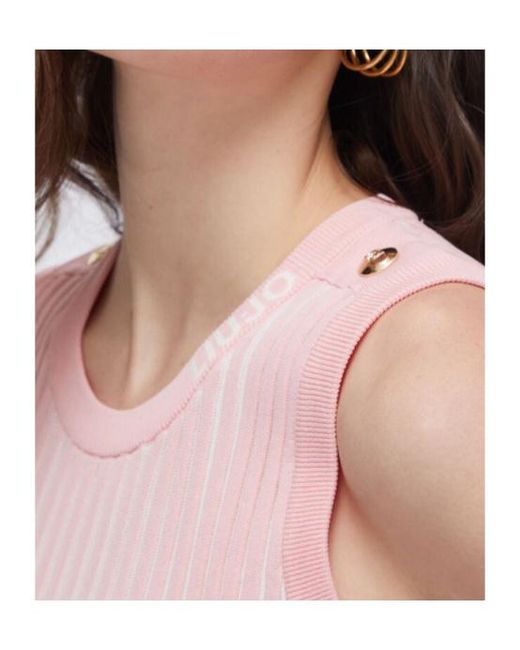 Liu Jo Pink Two-Tone Ribbed Tank Top