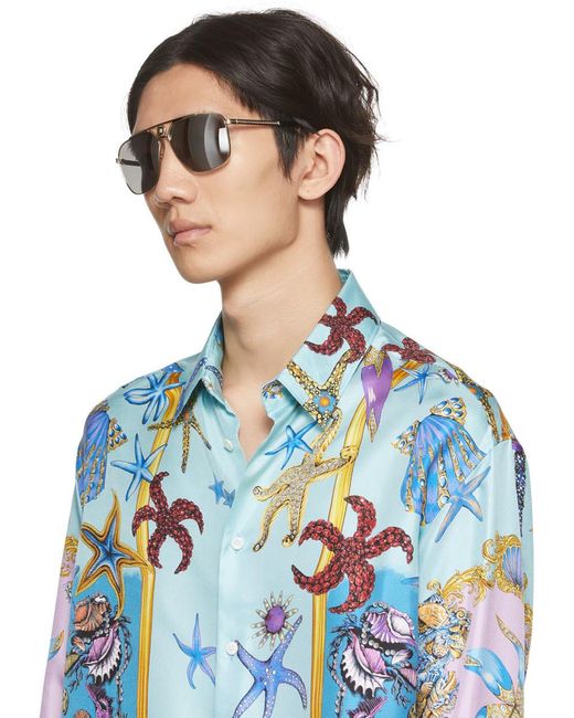 Versace White Logo Sunglasses for men