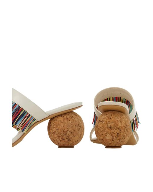 Ferragamo White Fringed Sandal